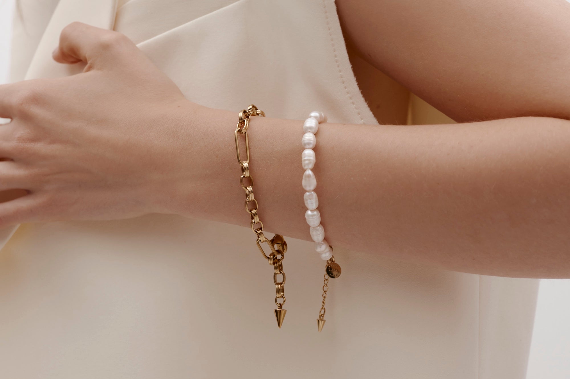 Silk & Steel Pearl Bracelets