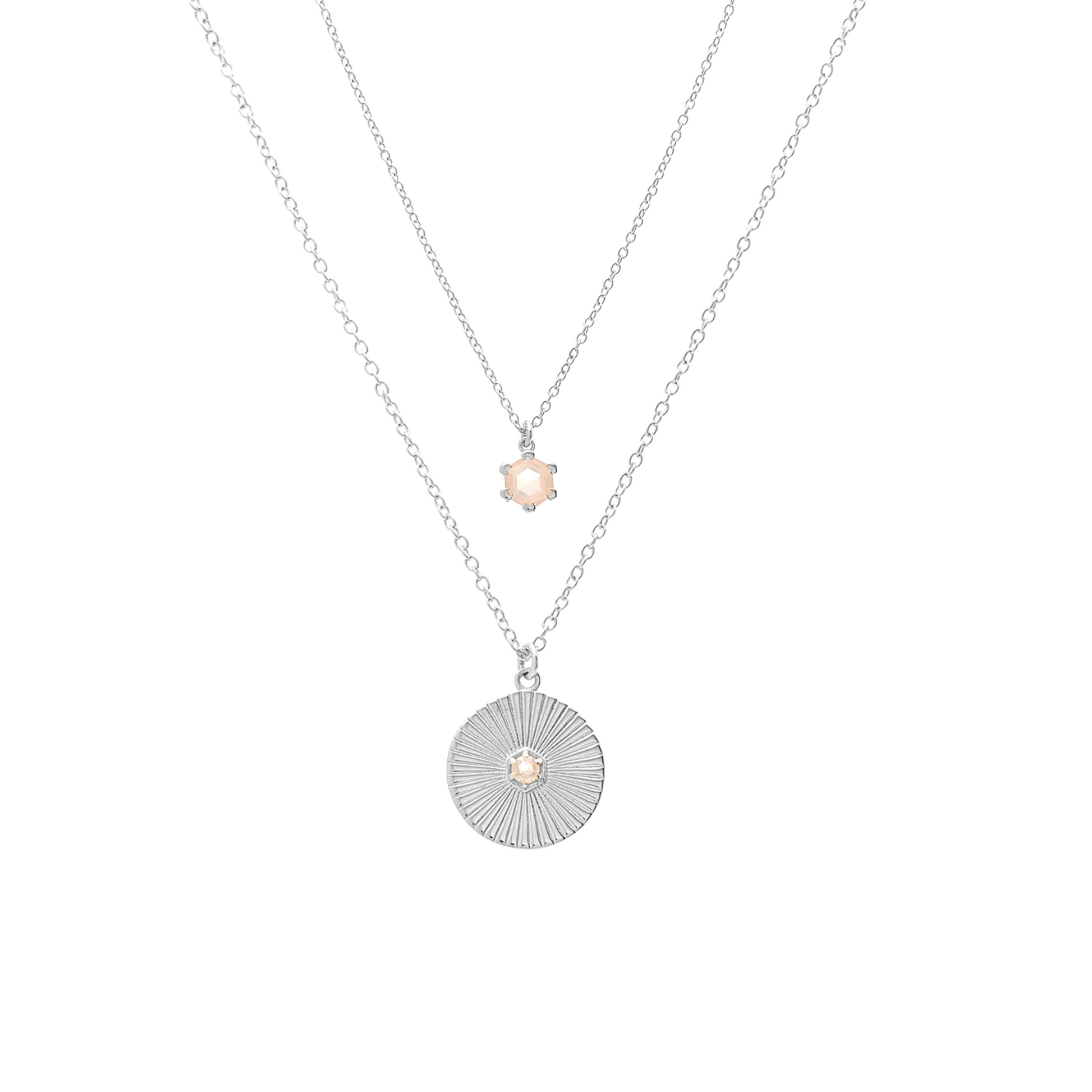 Jewellery Set in Sterling Silver with Rose Quartz | Silk & Steel Jewellery