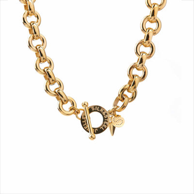 Gold chain necklace with toggle and spike