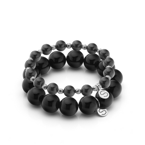 Silk & Steel Jewellery Luna Bracelet Set Black Onyx + Silver
