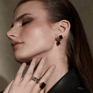 Silk & Steel Jewellery Athena Drop Earrings Black Onyx + Silver