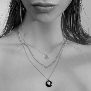 Silk & Steel Jewellery Noire Necklace – Black Enamel + Silver