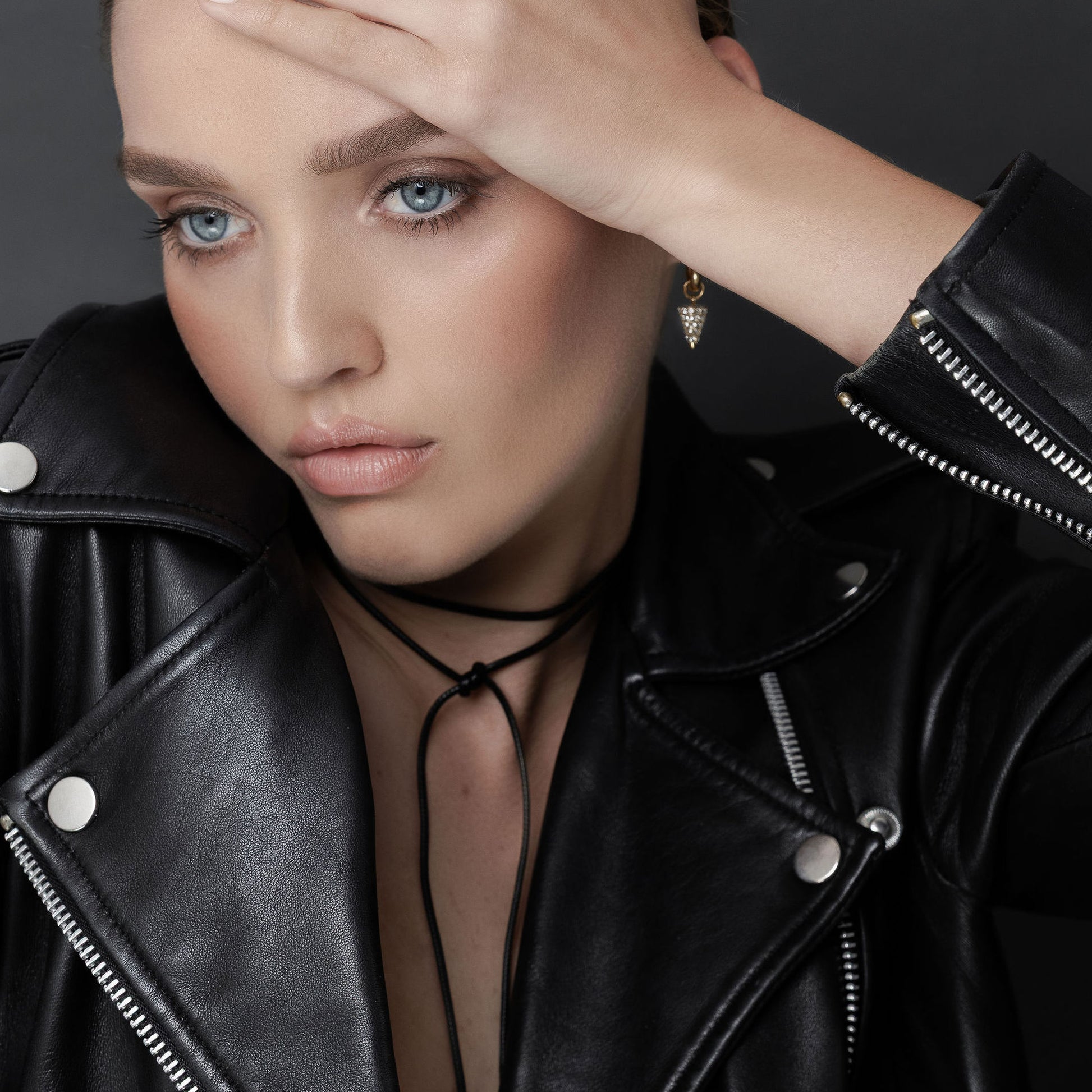 Linea Lariat Waxed Black Cord Necklace with 14k gold-plated stainless steel cap