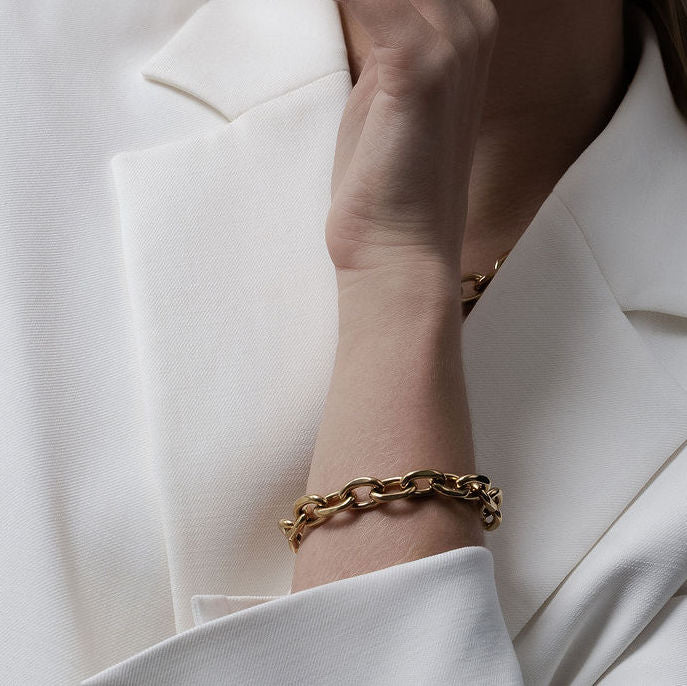 Forged Bracelet in 14k gold-plated stainless steel | Silk & Steel Jewellery