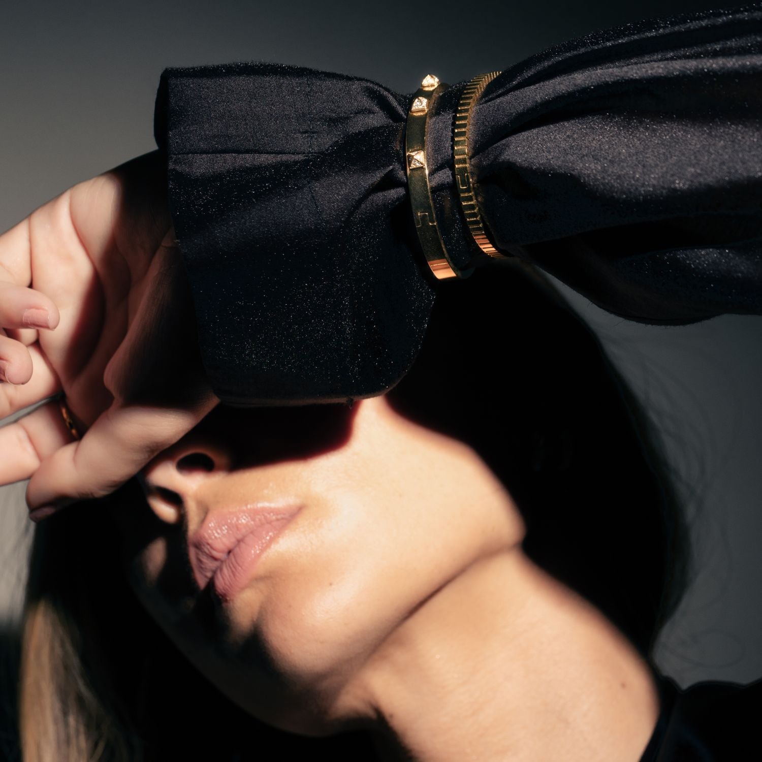 Silk & Steel Prism bangle in 14k gold-plated stainless steel with cubic zirconia