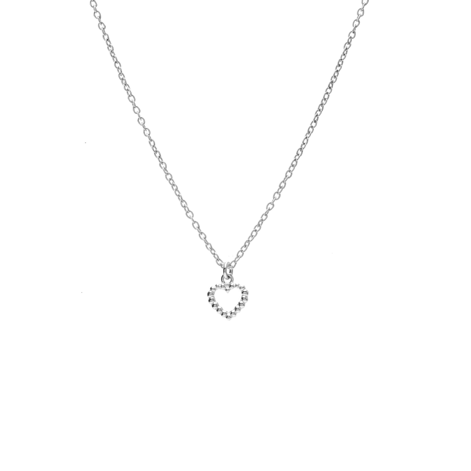 Silk & Steel Jewellery Superfine Mini Cutout Heart Necklace Silver