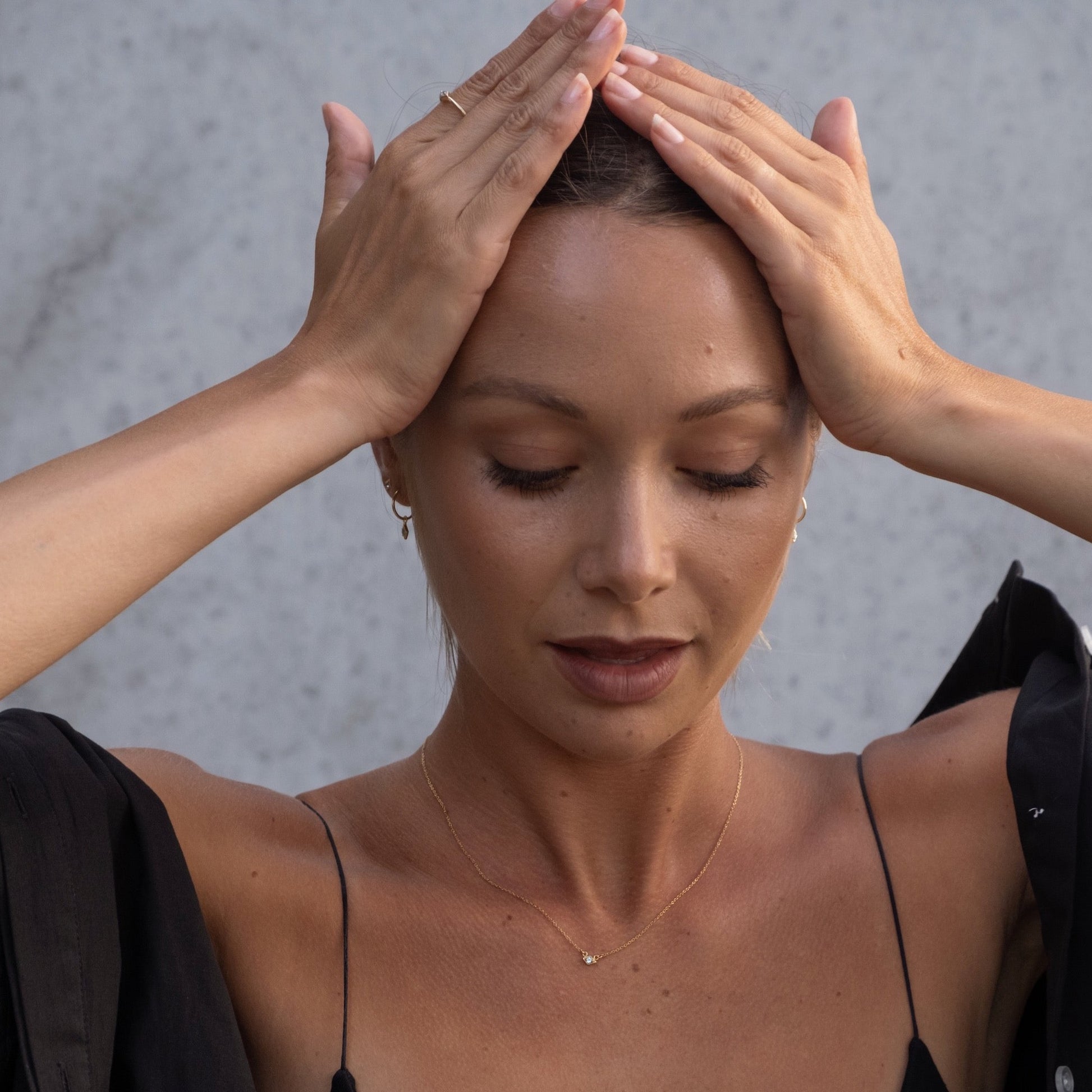 Silk & Steel Jewellery Superfine Keepsake Necklace Black Spinel + Gold