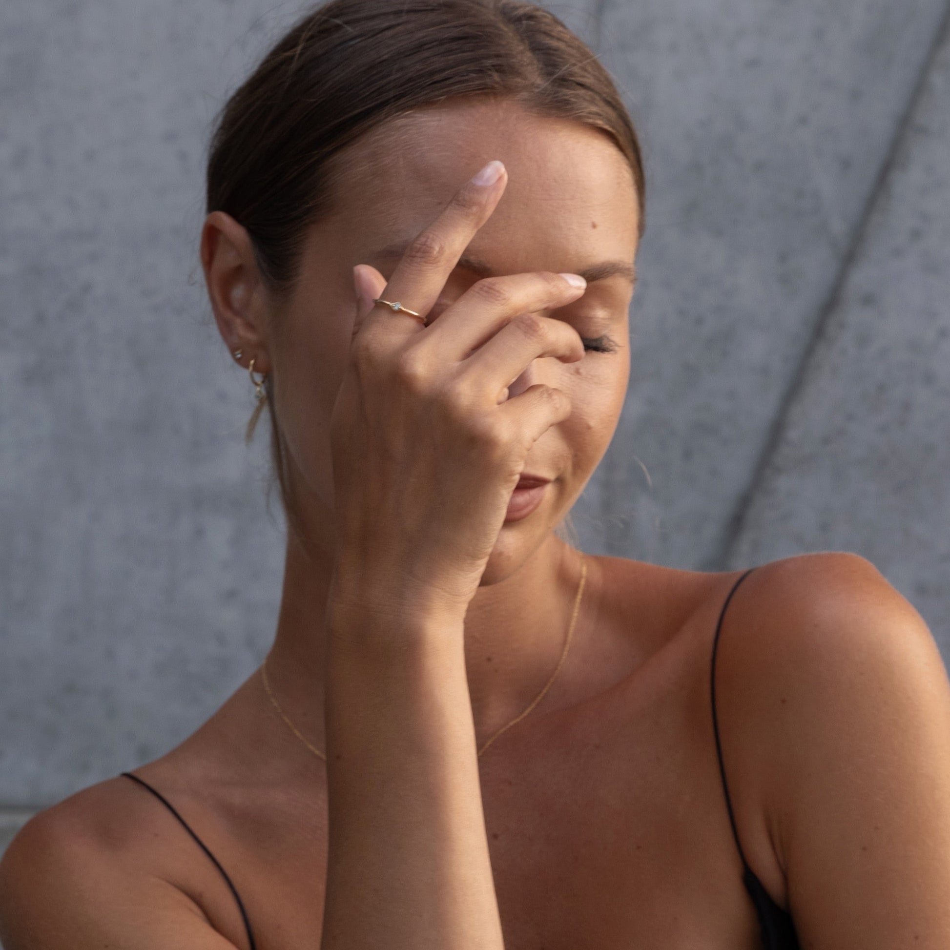 Silk & Steel Jewellery Superfine Keepsake Ring Blue Topaz + Gold