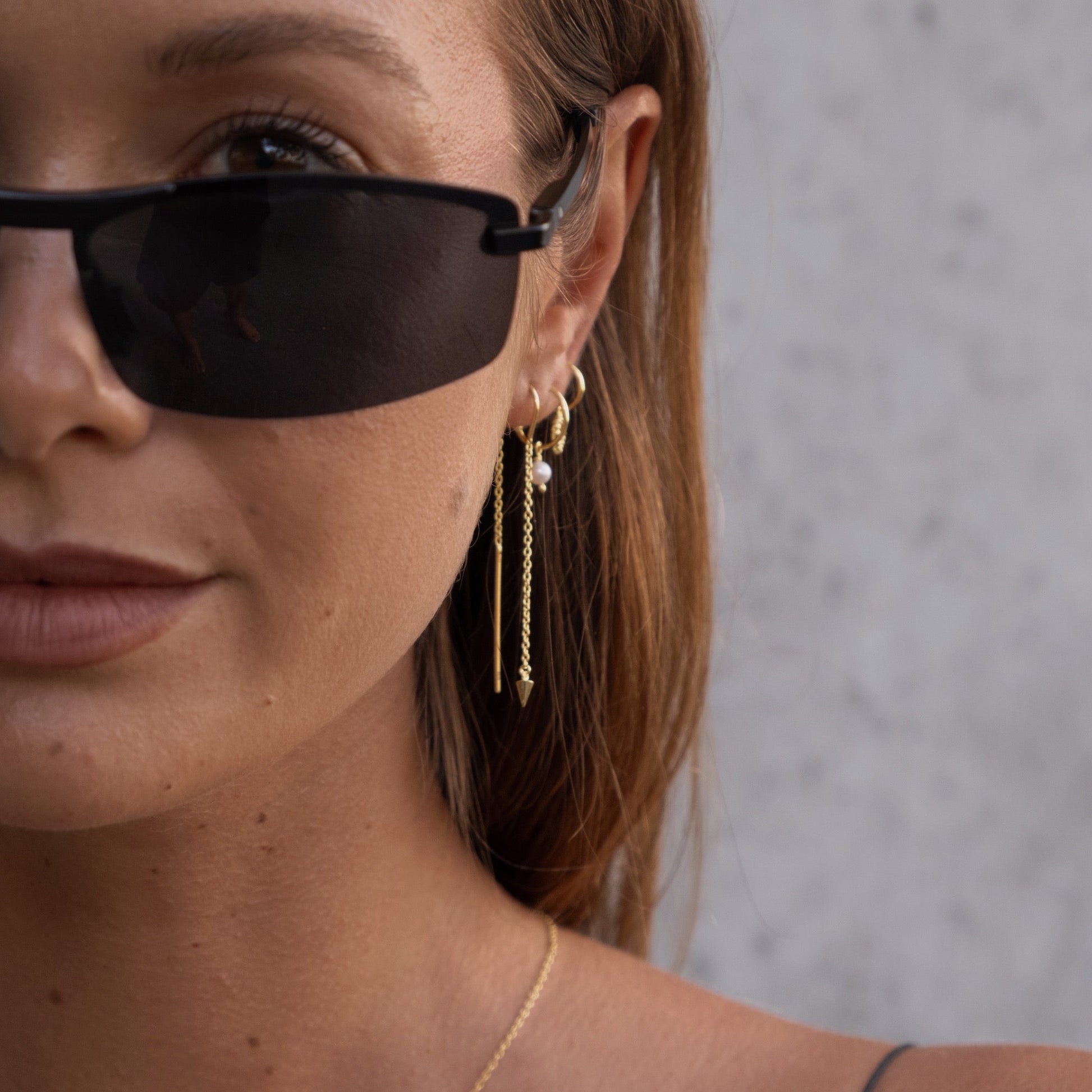 Silk & Steel Jewellery Superfine Spike Thread Earrings Gold