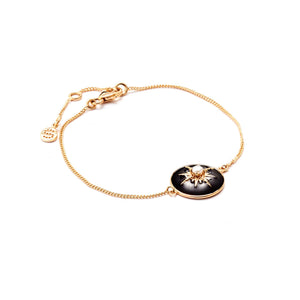 Silk & Steel Jewellery Noire Bracelet – Black Enamel + Gold