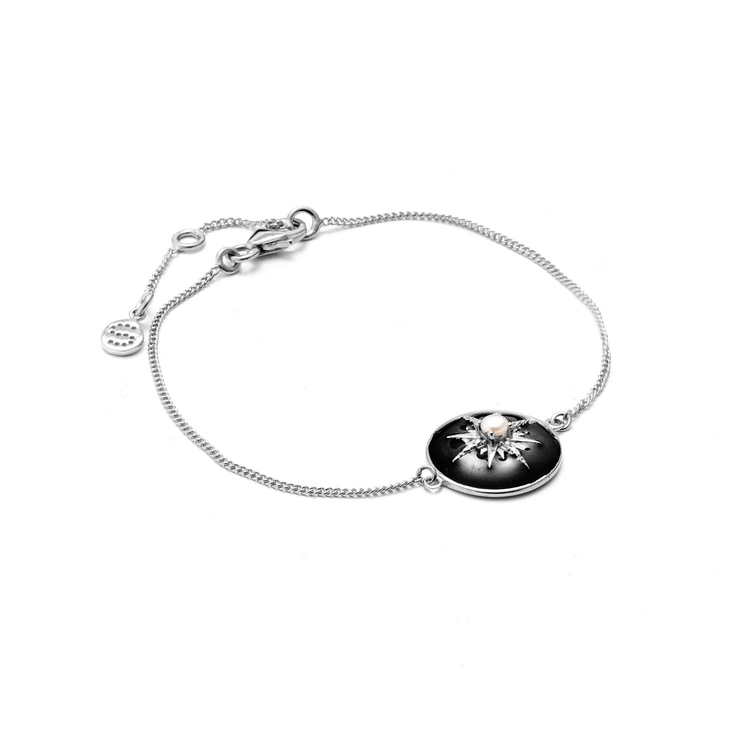 Silk & Steel Jewellery Noire Bracelet – Black Enamel + Silver