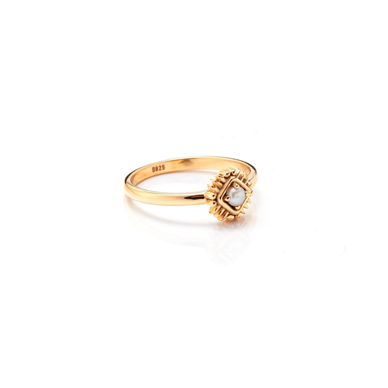 Silk & Steel Jewellery Petite Perle Ring - Pearl + Gold