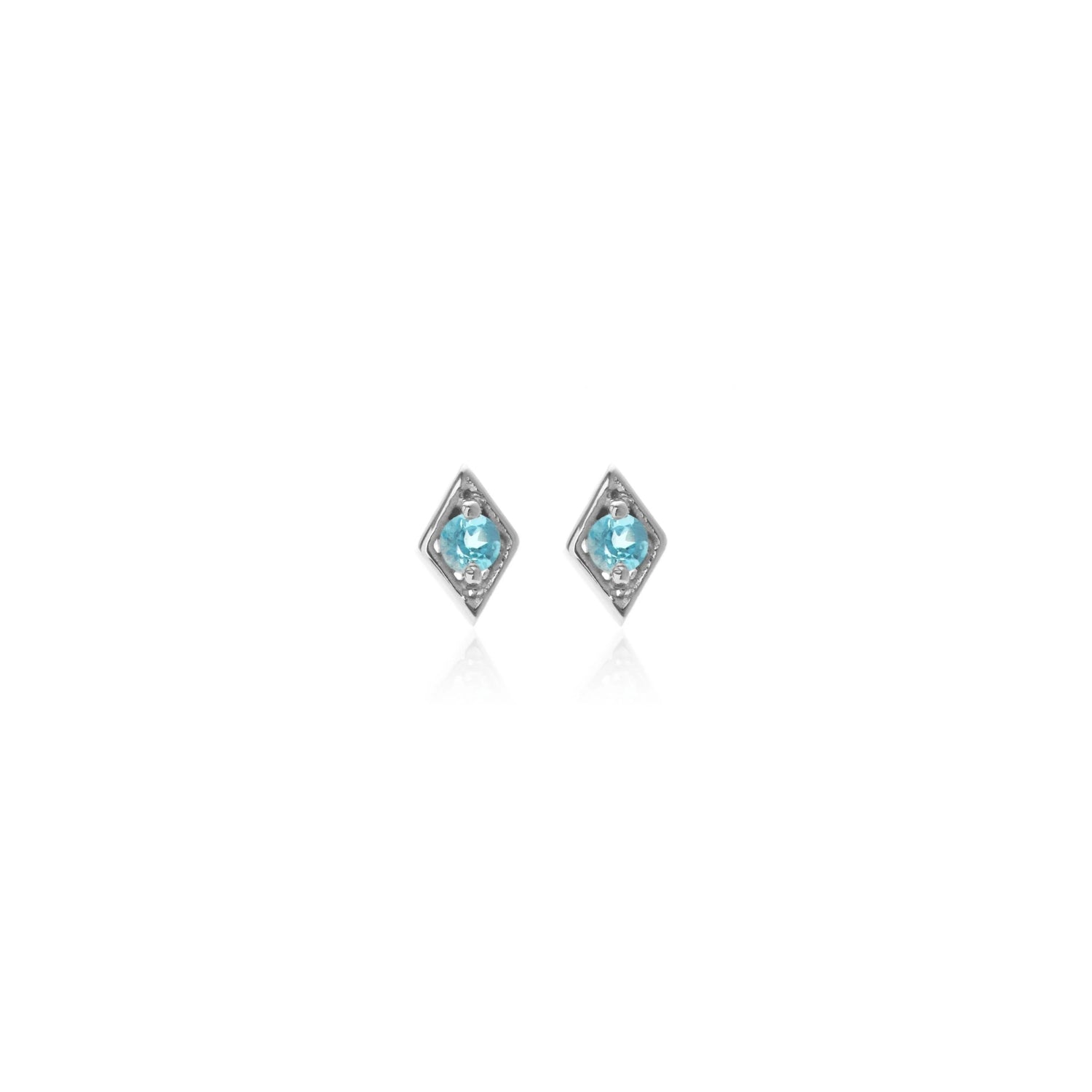 Silk & Steel Jewellery Superfine Keepsake Stud Blue Topaz + Silver