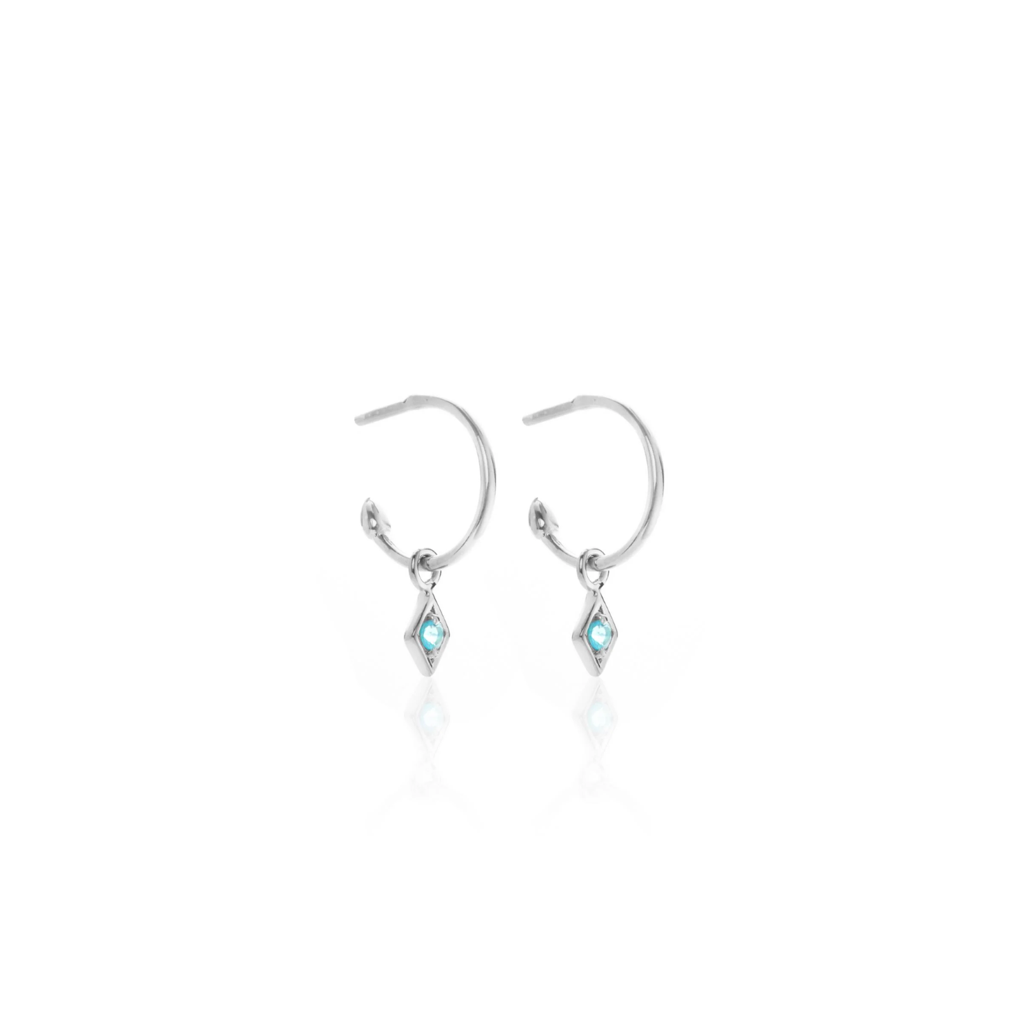 Silk & Steel Jewellery Superfine Keepsake Hoop Blue Topaz + Silver