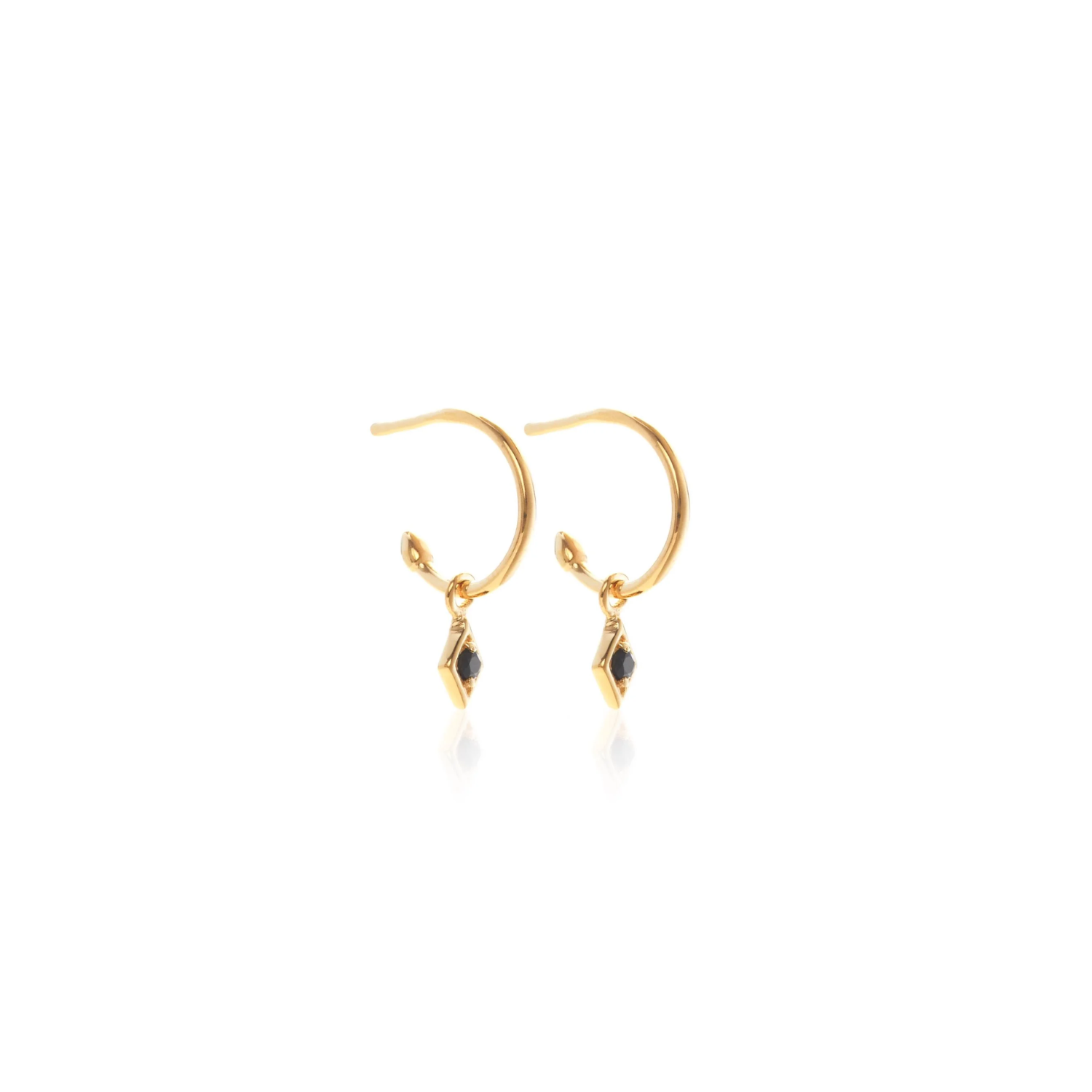 Silk & Steel Jewellery Superfine Keepsake Hoop Black Spinel + 9k Solid Gold