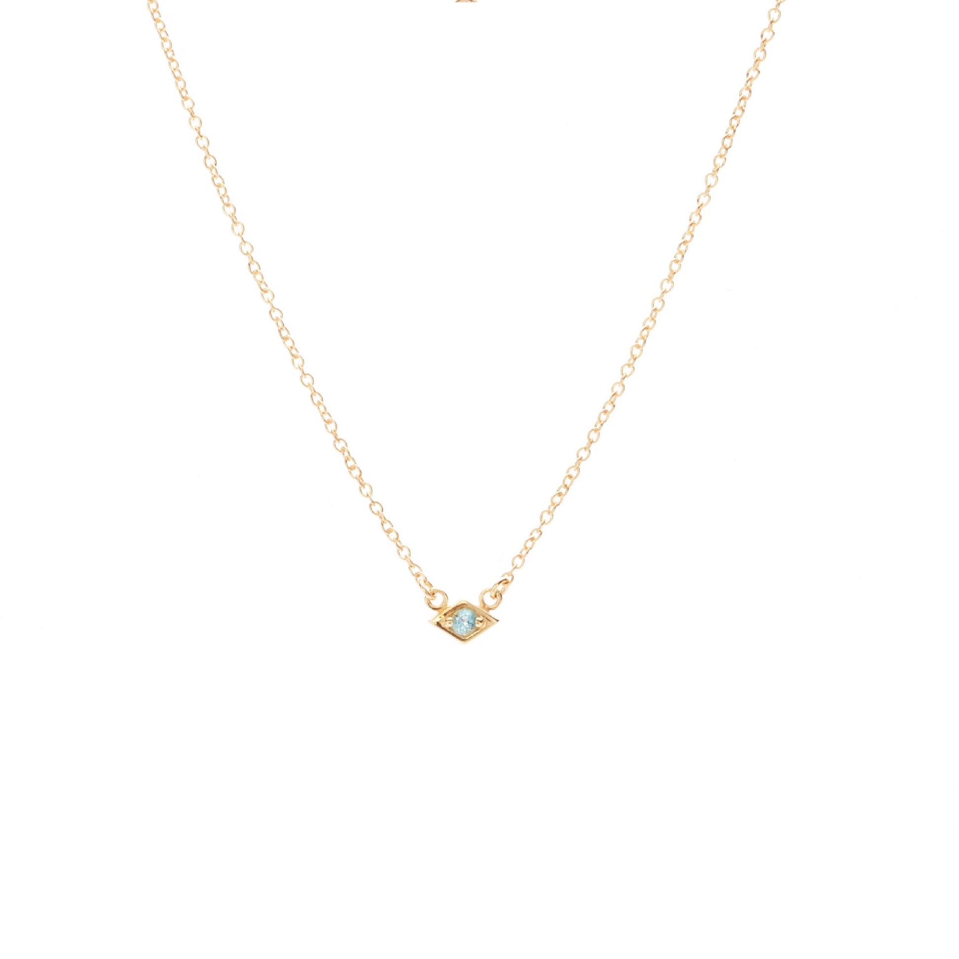 Silk & Steel Jewellery Superfine Keepsake Necklace Blue Topaz + Gold