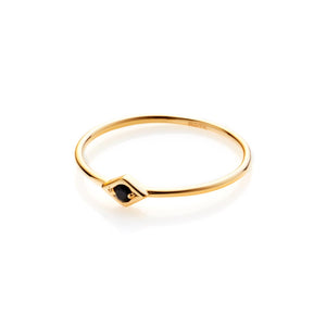 Silk & Steel Jewellery Superfine Keepsake Ring Black Spinel + Gold