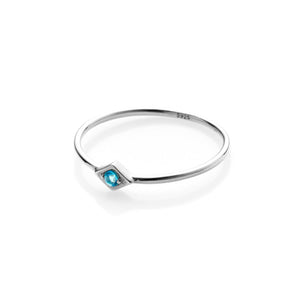 Silk & Steel Jewellery Superfine Keepsake Ring Blue Topaz + Silver