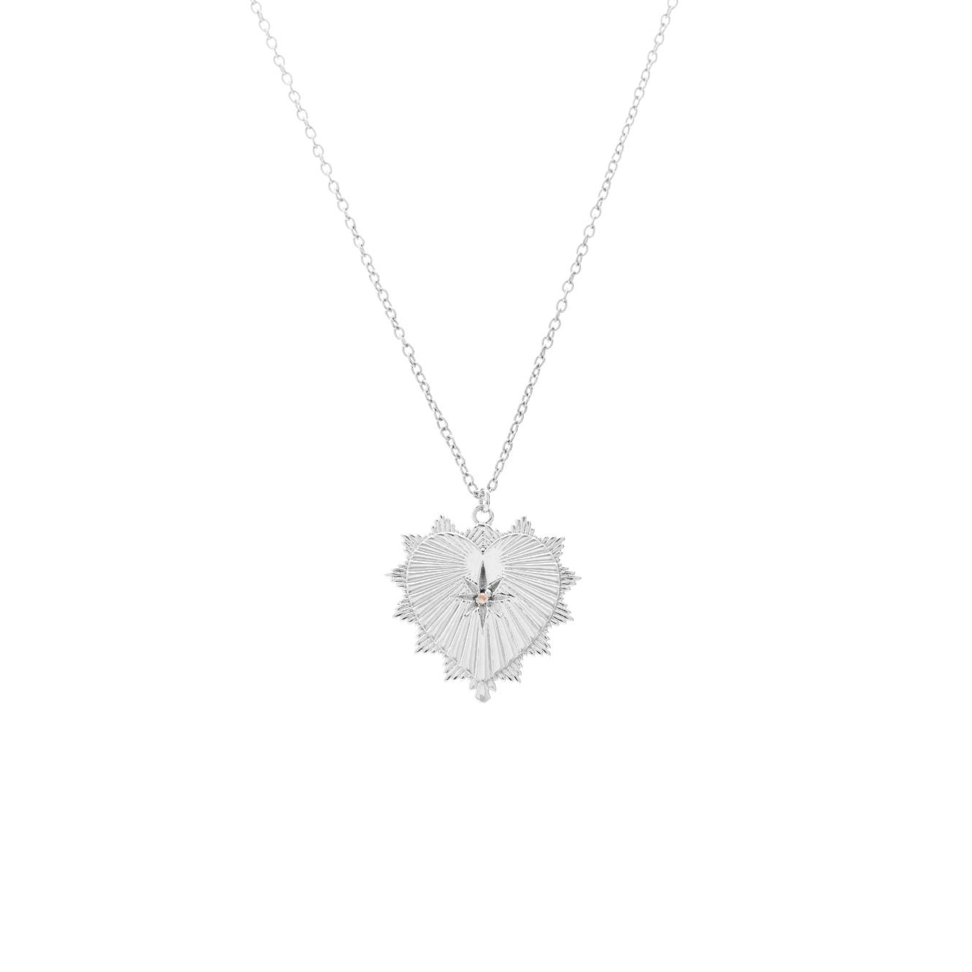 Silk & Steel Jewellery Heart of Love Talisman Necklace Silver Rose Quartz