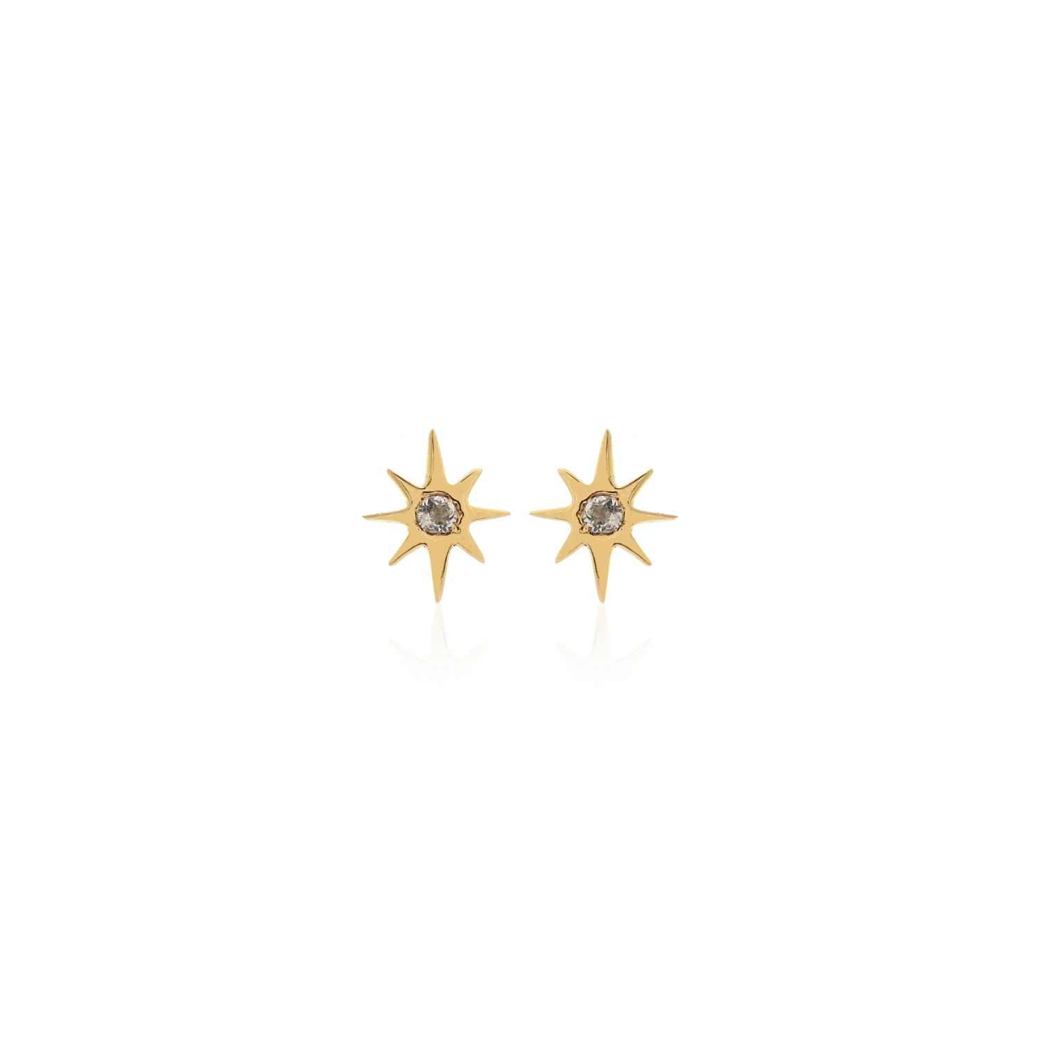 Silk & Steel Jewellery Petite Star Studs White Topaz + 9ct Gold