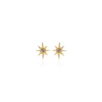 Silk & Steel Jewellery Petite Star Studs White Topaz + 9ct Gold