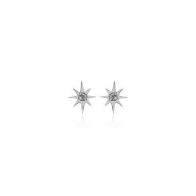 Silk & Steel Superfine Talisman Petite Star Studs Gold and white topaz