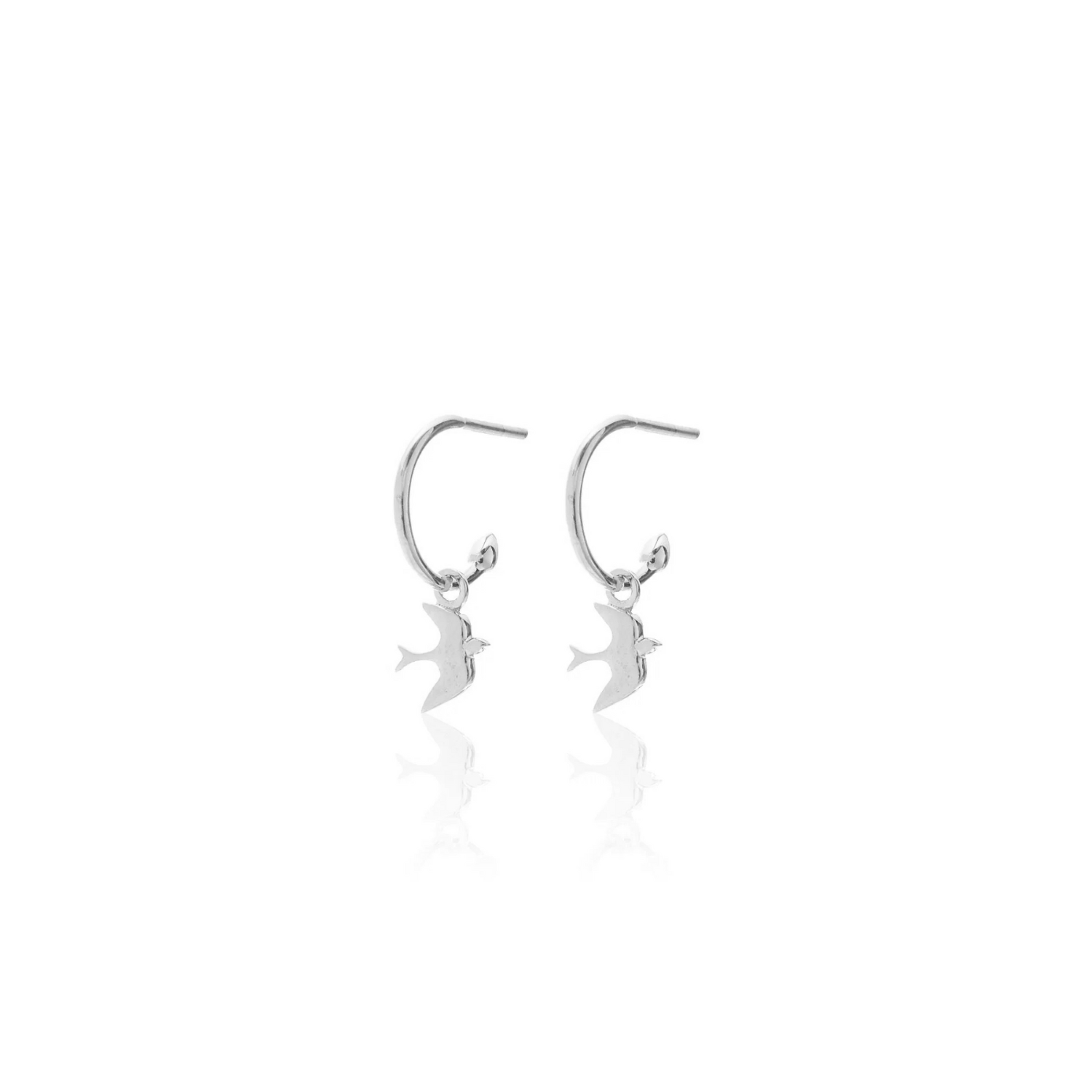 Silk & Steel Jewellery Superfine Talisman Petite Swallow Hoops Silver