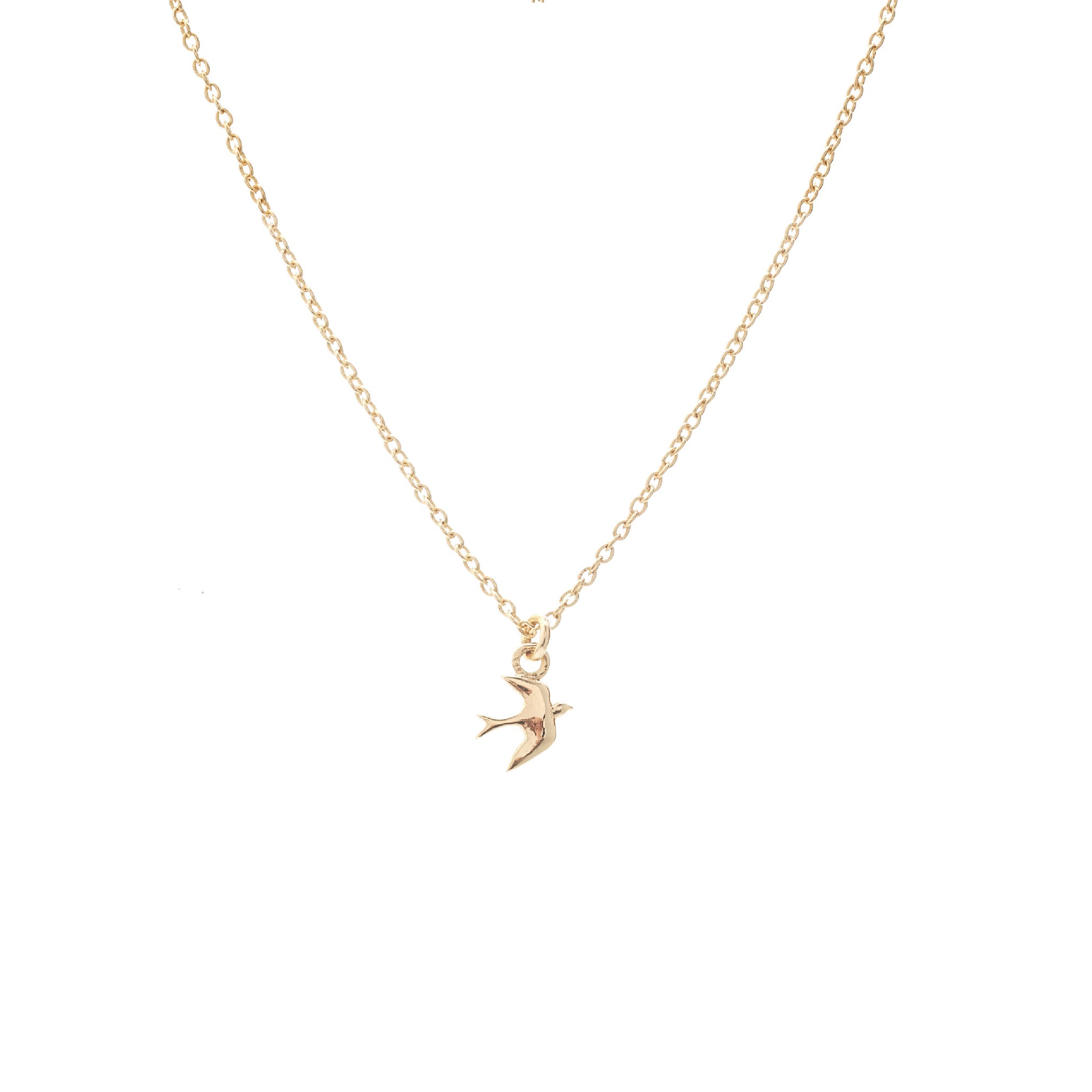 Silk & Steel Superfine Talisman Petite Swallow Necklace Gold