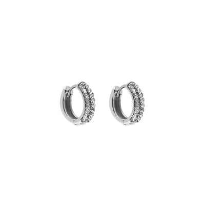 Silk & Steel Astra hoop earring with cubic zirconia in stainless steel.