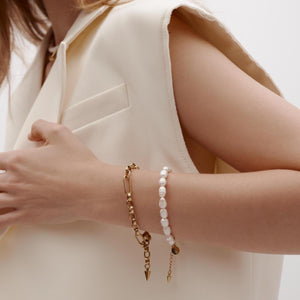 Silk & Steel Jewellery Blanc Bracelet Pearl + Gold
