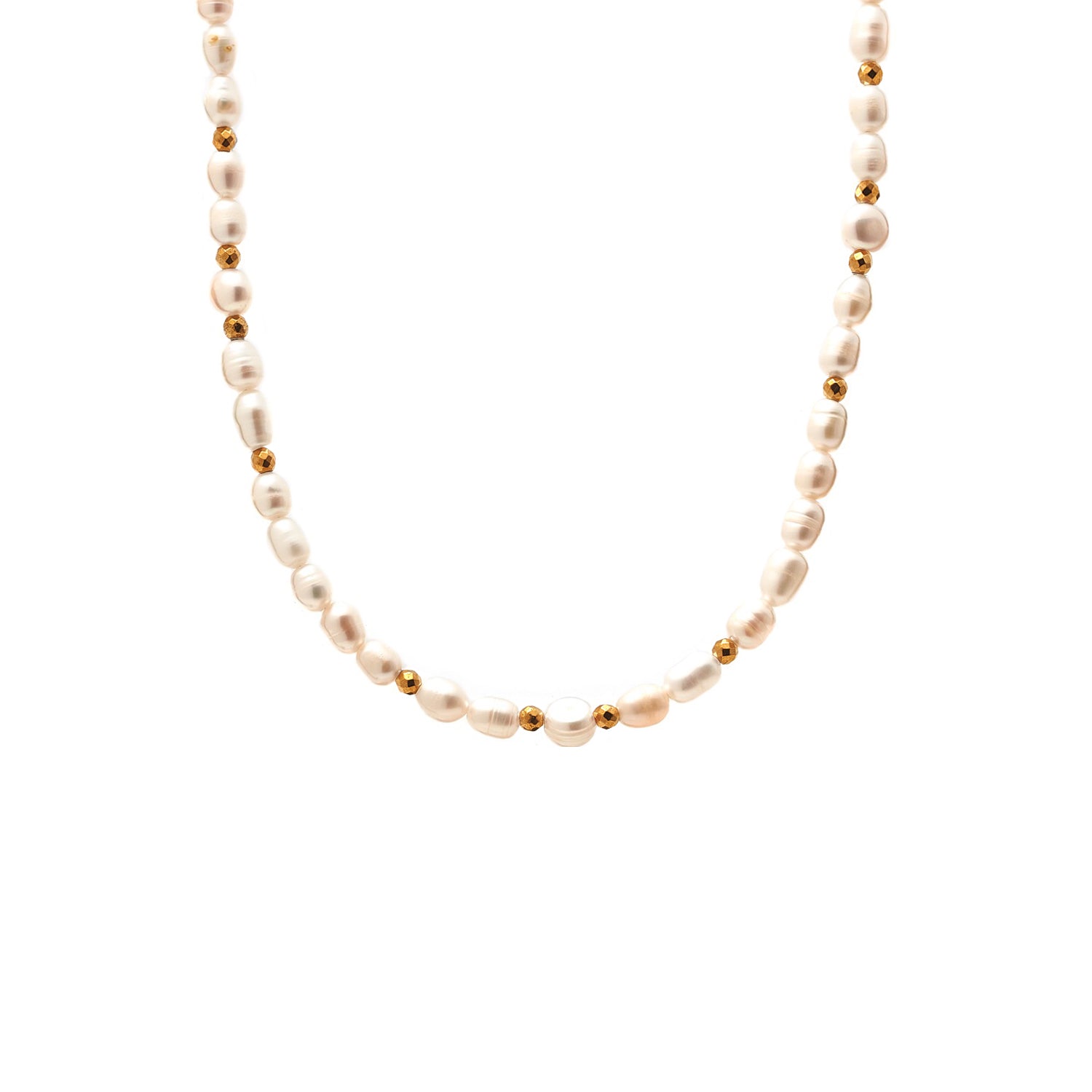 Celine Pearl Necklace with Gold Hematite