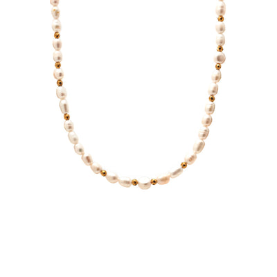 Celine Pearl Necklace with Gold Hematite
