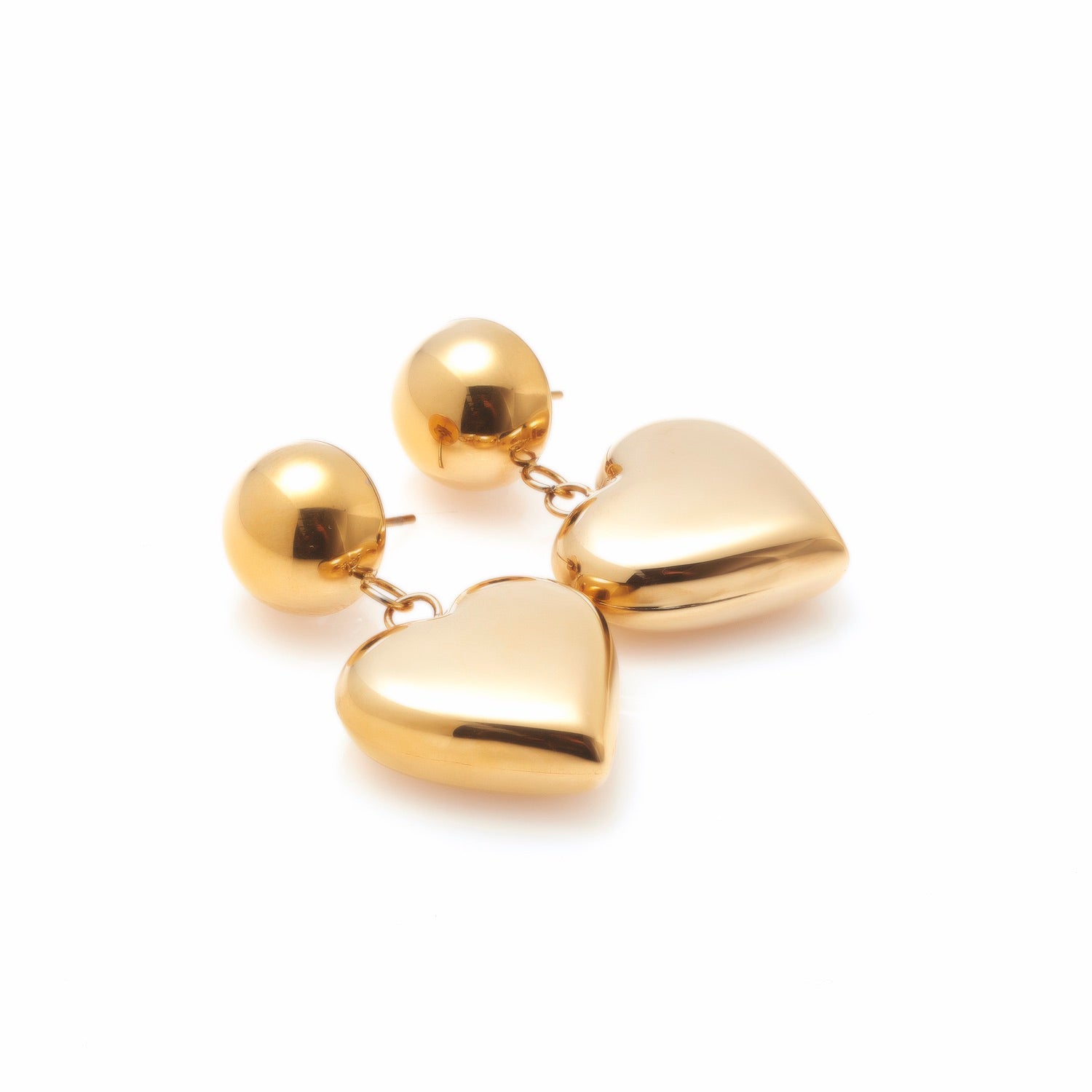Silk & Steel Cupid drop earrings in 14k gold-plated stainless steel.