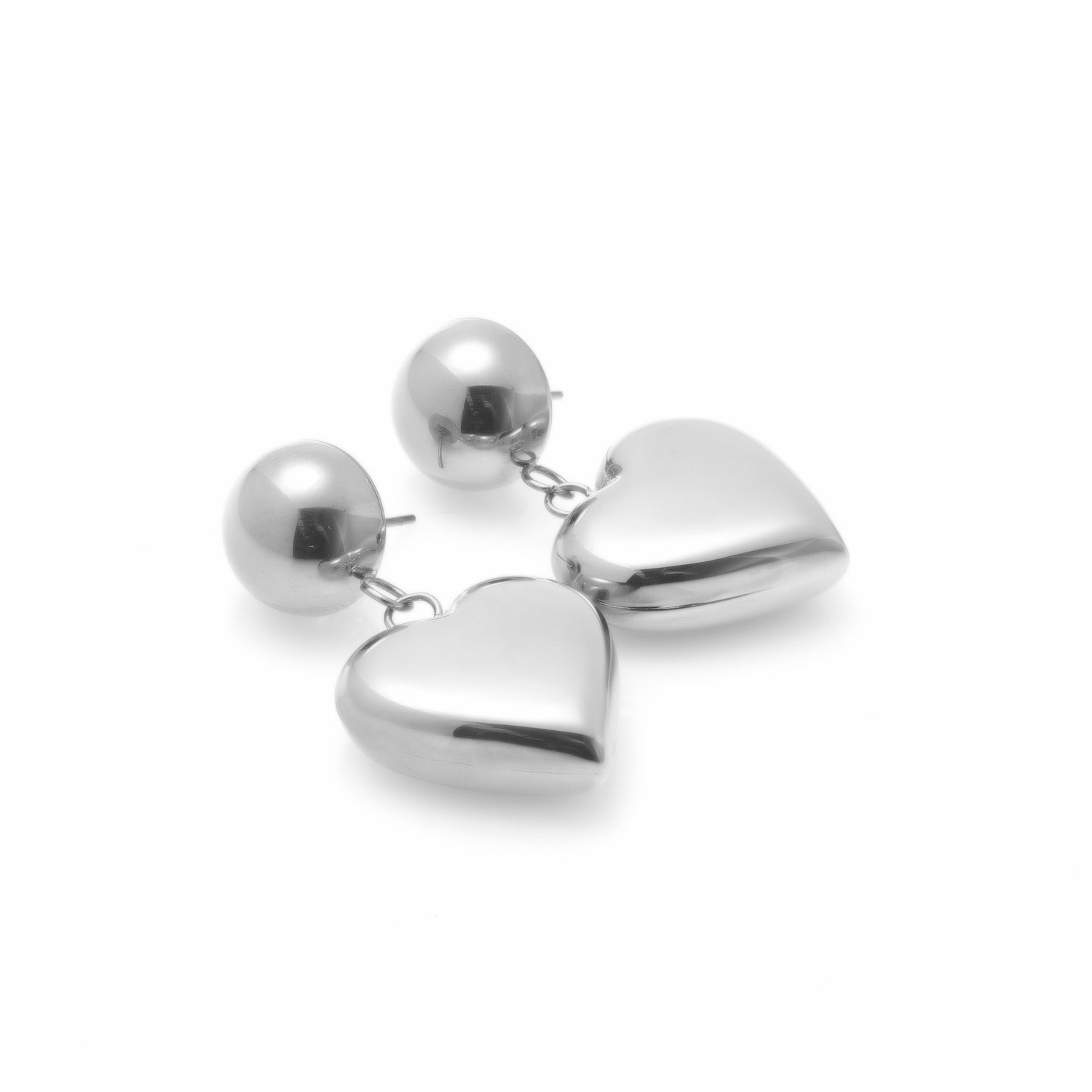 Silk & Steel Cupid drop earrings in silver stainless steel.