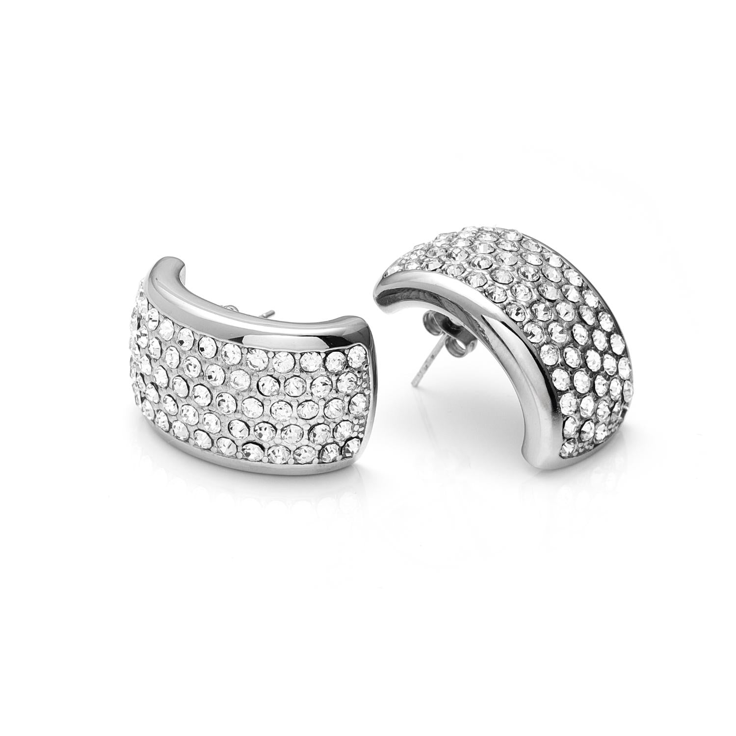 Silk & Steel Jewellery Silver Diva Statement Earrings with Clear Cubic Zirconias