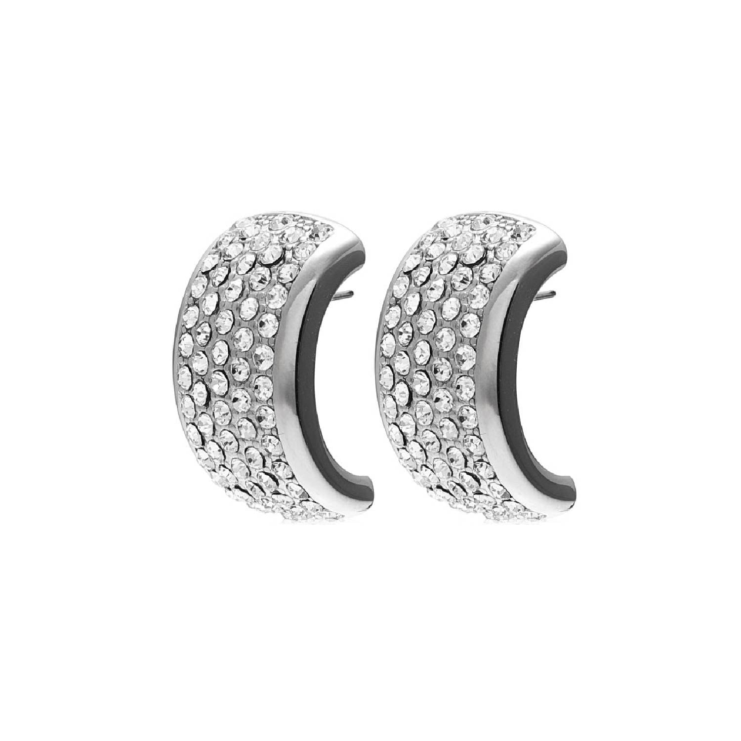 Silk & Steel Jewellery Silver Diva Statement Earrings with Clear Cubic Zirconias