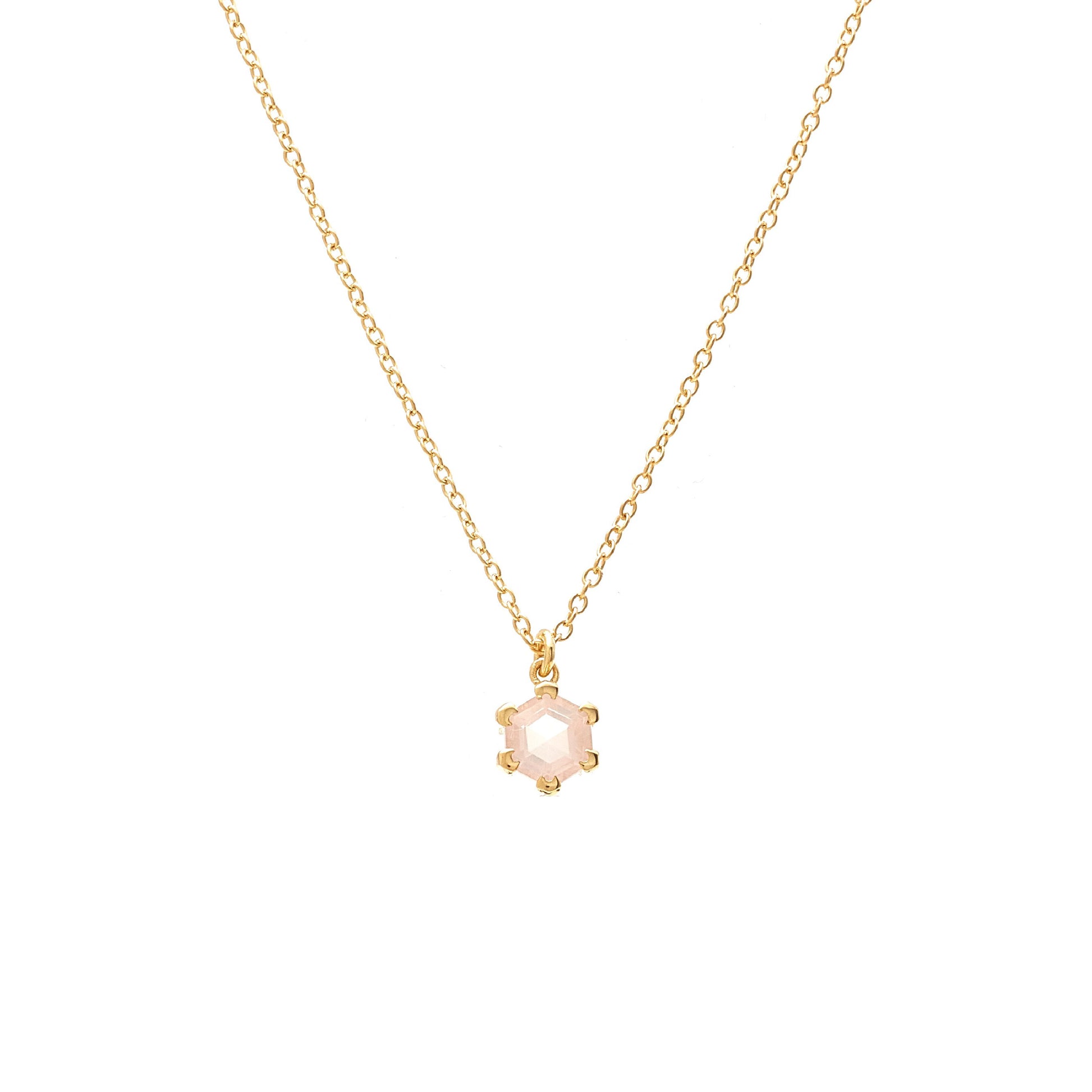 Silk & Steel Harmony Necklace with rose quartz in 14k gold-plated sterling silver.