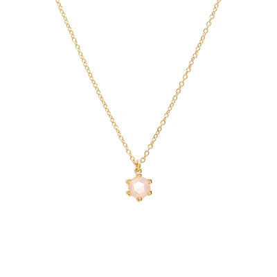Silk & Steel Harmony Necklace with rose quartz in 14k gold-plated sterling silver.