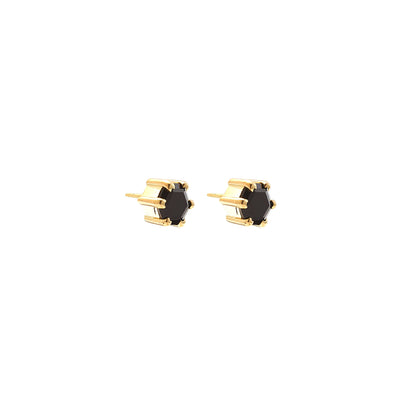 Silk & Steel Harmony stud earrings with black spinel in 14k gold-plated sterling silver.
