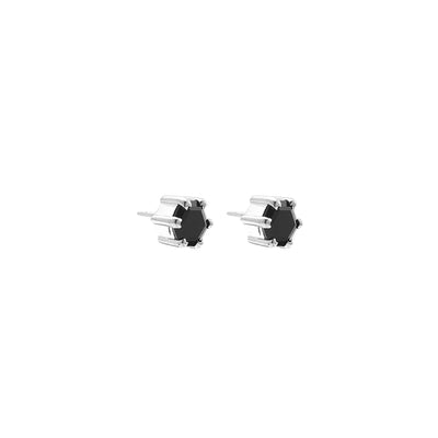 Silk & Steel Harmony stud earrings with black spinel in rhodium-plated sterling silver.