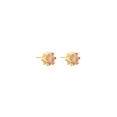 Silk & Steel Harmony stud earrings with rose quartz in 14k gold-plated sterling silver.