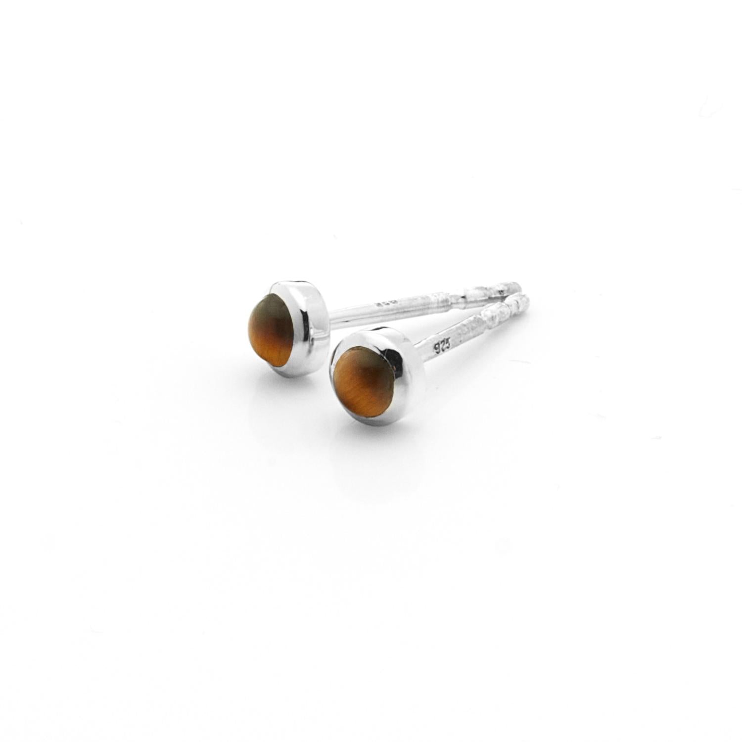 Silk & Steel Jewellery Superfine Mini Tiger's Eye Studs Silver