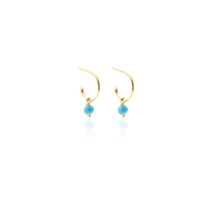 Silk & Steel Jewellery Superfine Mini Turquoise Hoops Gold