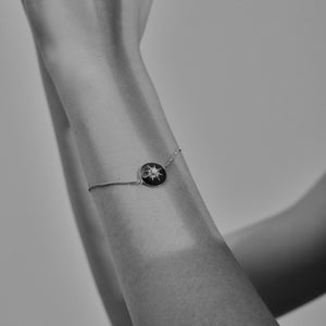 Silk & Steel Jewellery Noire Bracelet – Black Enamel + Silver