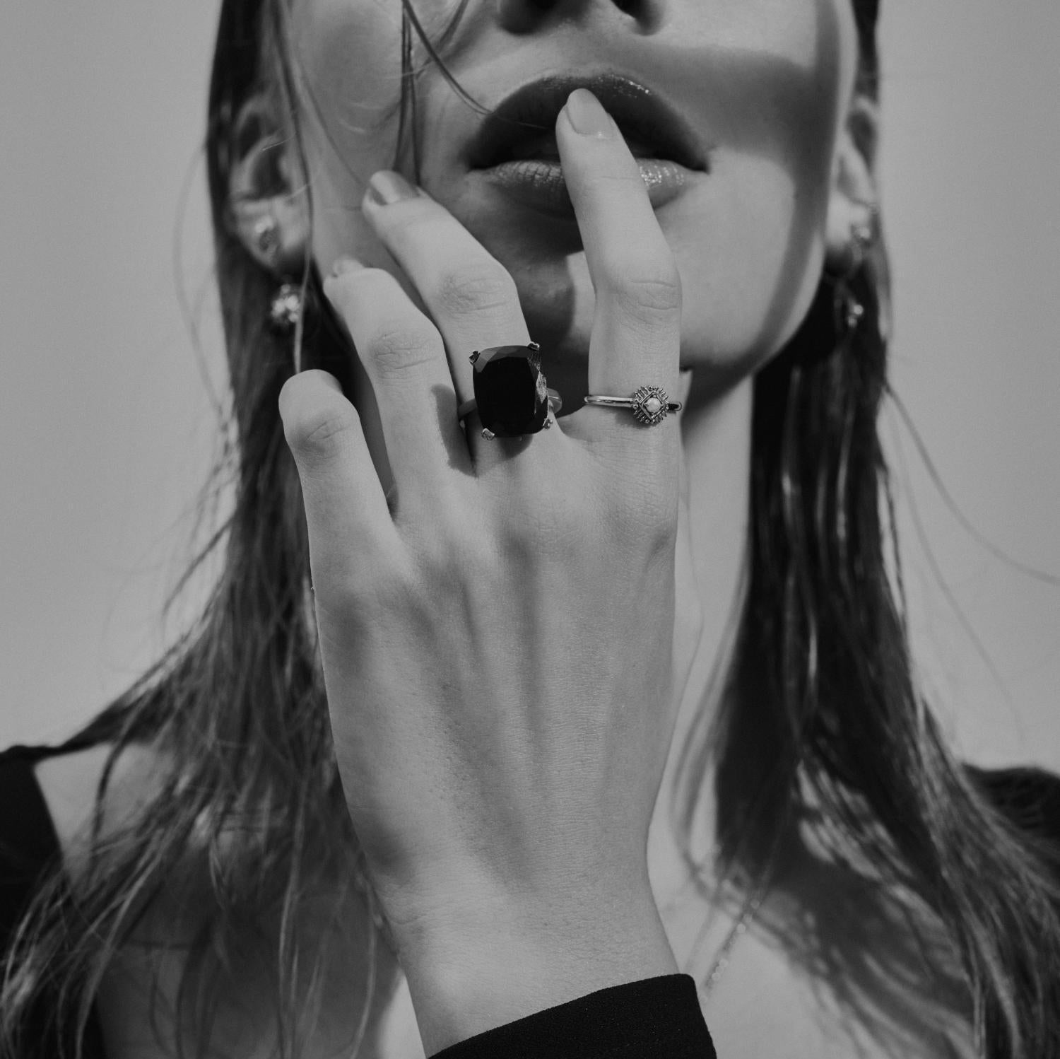 Silk & Steel Jewellery Goddess Ring - Black Onyx + Silver