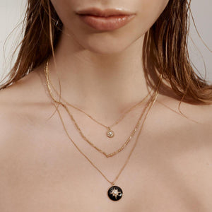 Silk & Steel Jewellery Noire Necklace – Black Enamel + Gold