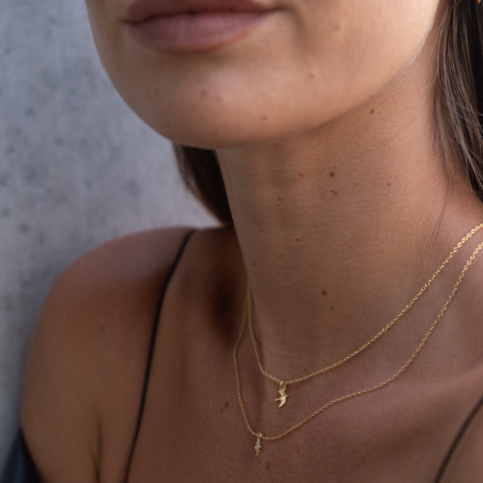 Silk & Steel Jewellery Superfine Talisman Petite Star Necklace White Topaz + Gold