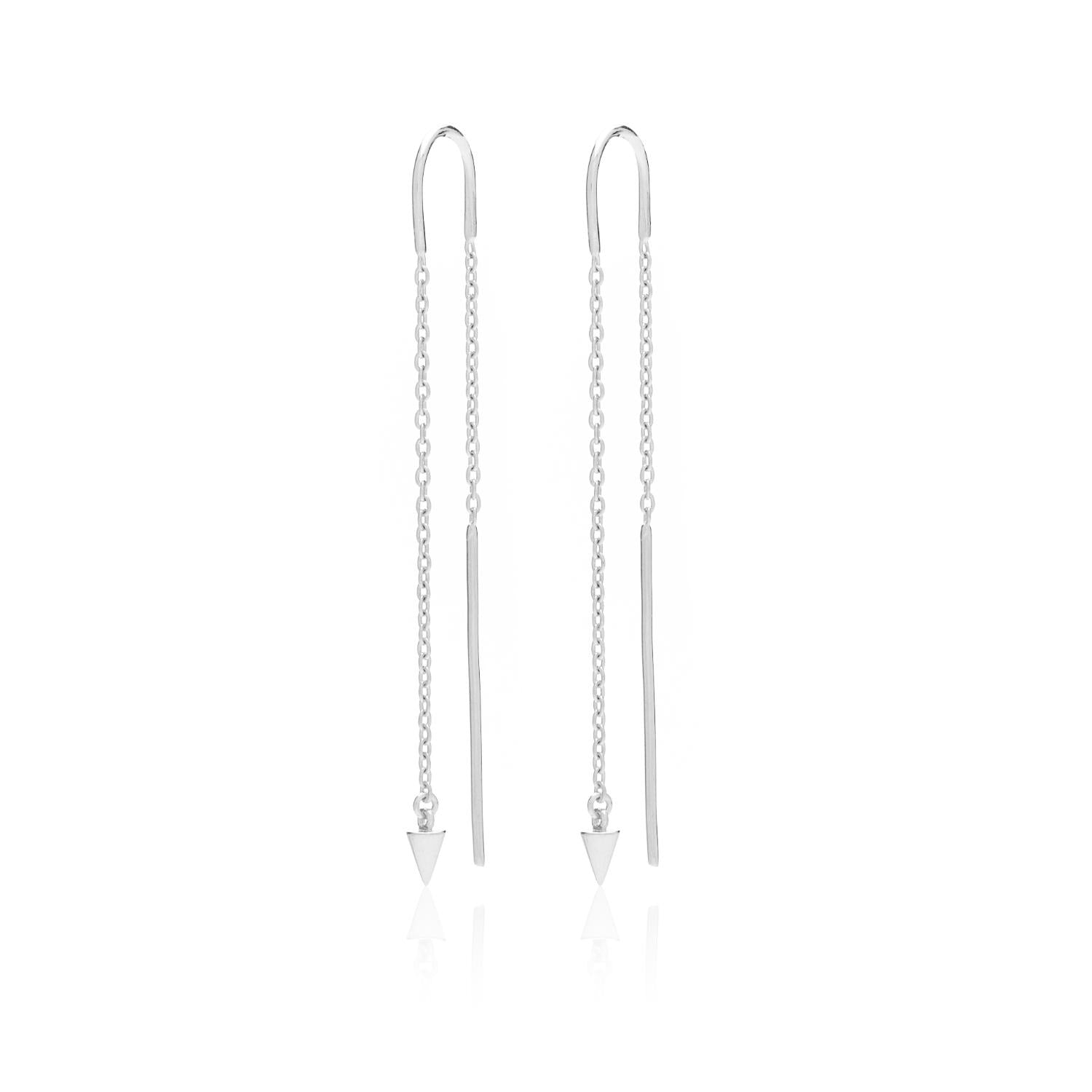 Silk & Steel Jewellery Superfine Spike Thread Earrings Silver