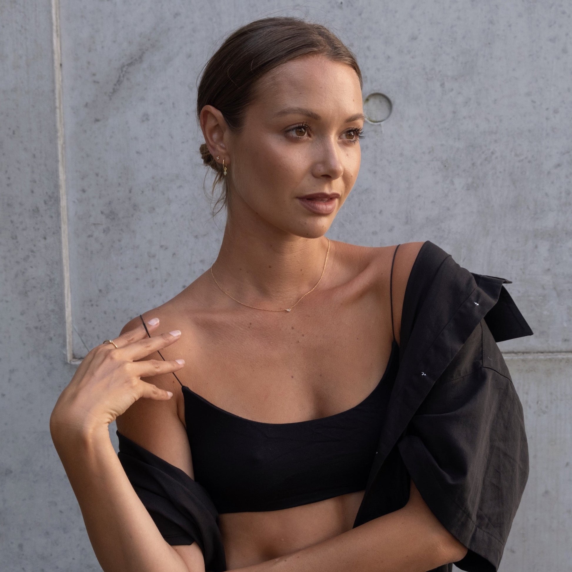 Silk & Steel Jewellery Superfine Keepsake Stud Blue Topaz + Gold