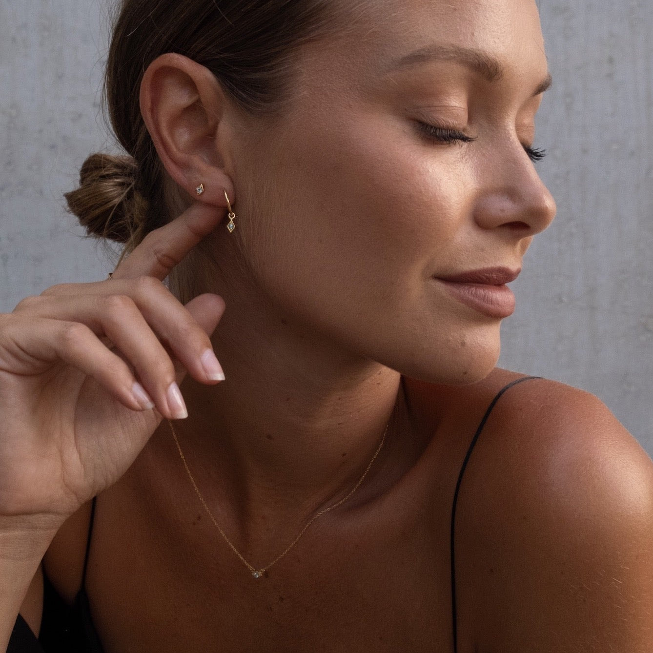 Silk & Steel Jewellery Superfine Keepsake Stud Rose Quartz + Gold